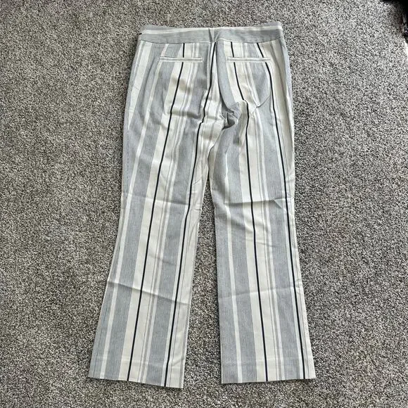Cartonnier Anthropologie cream & navy blue striped Charlie crop flare pants, 6 - Picture 4 of 14